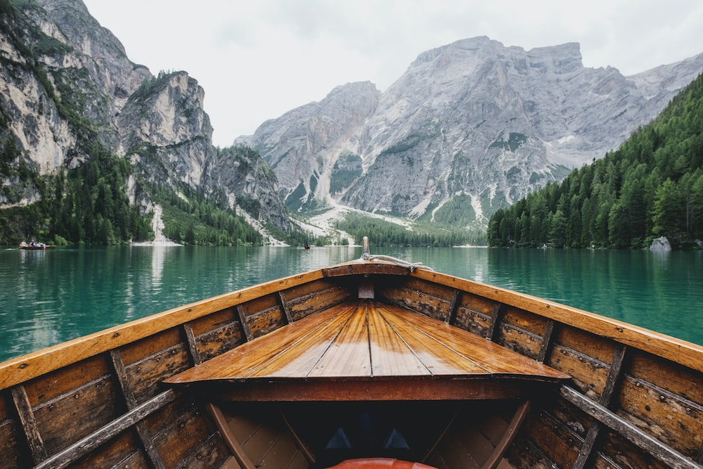 a view of the mountains from a river