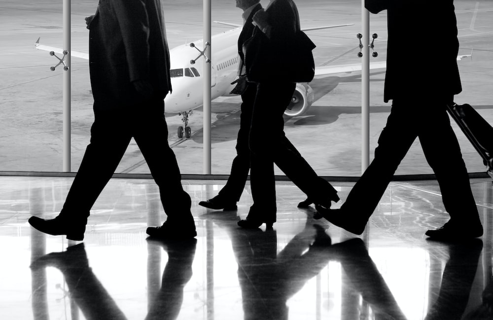 Businessmen in an airport