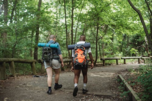 Two people going on a hike