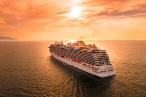 a cruise ship in the middle of the sea