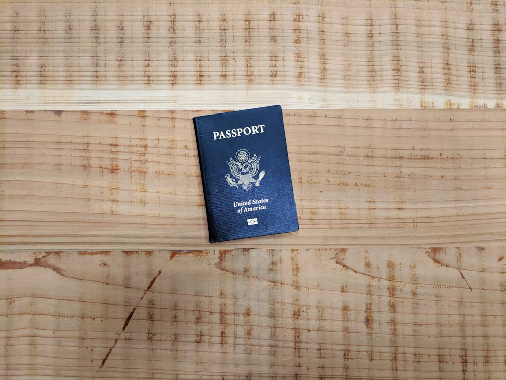 Passport on a wooden background