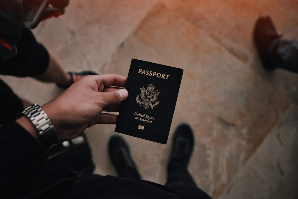 A person holding a United States passport 