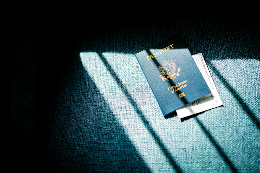 Urgently renewed passport on denim