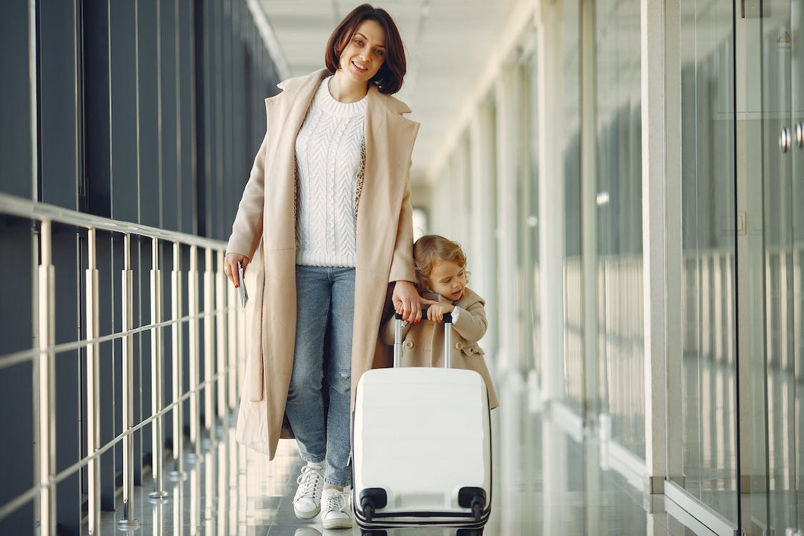 Mother and Daughter with luggage